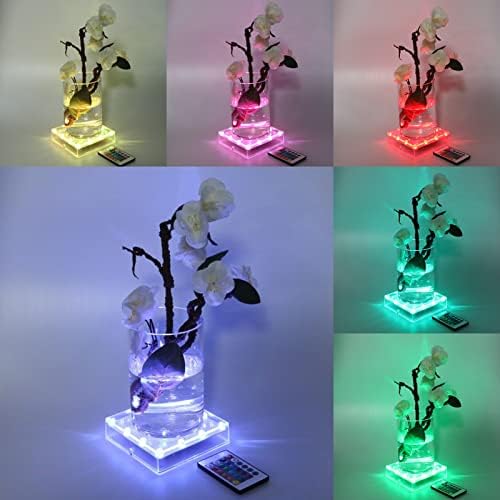 LARDUX 4-Pack Square LED Light Bases with Remote