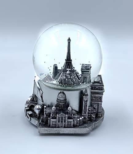 Paris Musical Snow Globe Romantic Gift Decor Silver