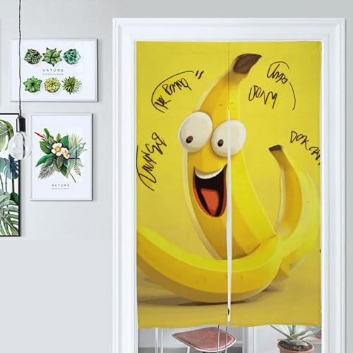 Yellow Banana Door Curtain Panel 17x57 Inch Split Door Divider
