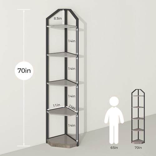 Fun Memories 5 Tier Corner Shelf Stand Grey