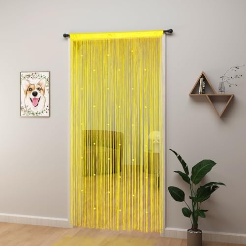 YIIBAII Beaded Curtain Yellow 39x110 Inches