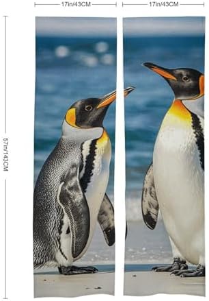 Penguin and Sea Door Cover Curtain 57x17 Inches