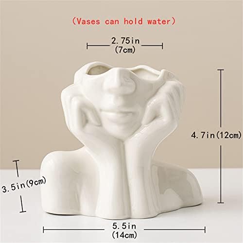 White Ceramic Face Vase Boho Modern Nordic Style