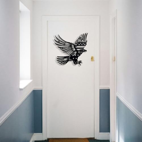 Patriotic Bald Eagle American Flag Metal Wall Art 30 Inches