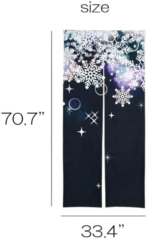 Noren Japanese Style Doorway Curtain with Crystal of Snow Print
