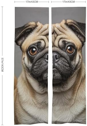 Animal Pug Door Curtain Panel 17x57 Inch Split Door Divider