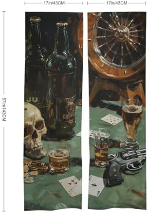 Pistol and Cards Door Curtain 17x57 Inch Split Privacy Partition