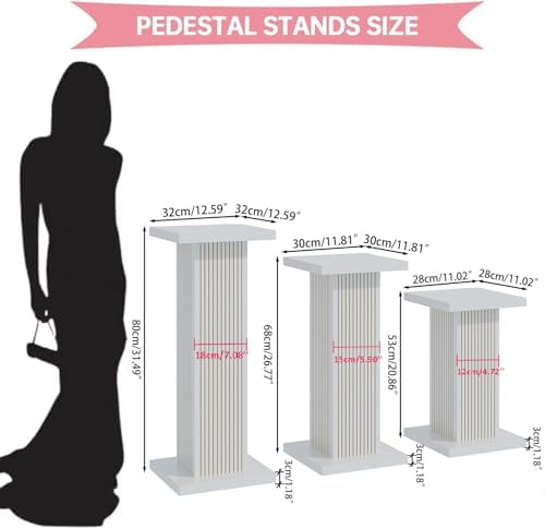 Fluted Panel Pedestal Stand Set 6Pcs White