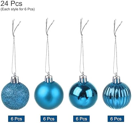 Uxcell 24Pcs Lake Blue 118 Christmas Balls Ornaments