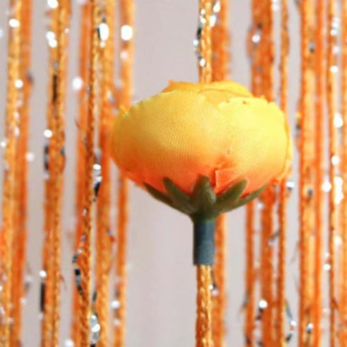 Rose Thread Door Curtain with Beads Orange 118x118in
