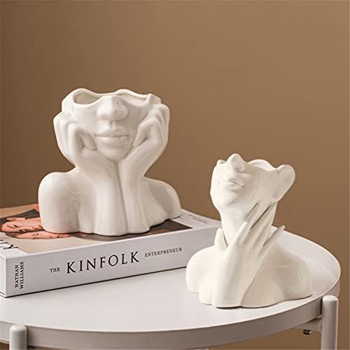 White Ceramic Face Vase Boho Modern Nordic Style