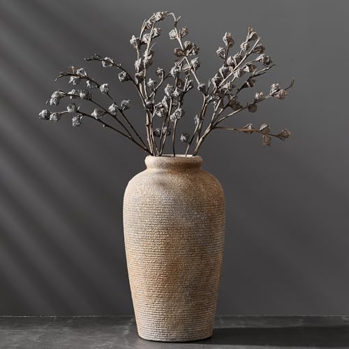 Large Ceramic Rustic Vase 11 Inch Brown