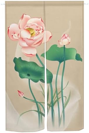 Pink Lotus Flower Door Curtain Noren Tapestry 335x473 In
