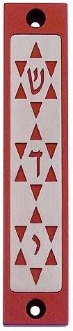 Agayof Star of David Cut-Out Mezuzah 2x10cm Red