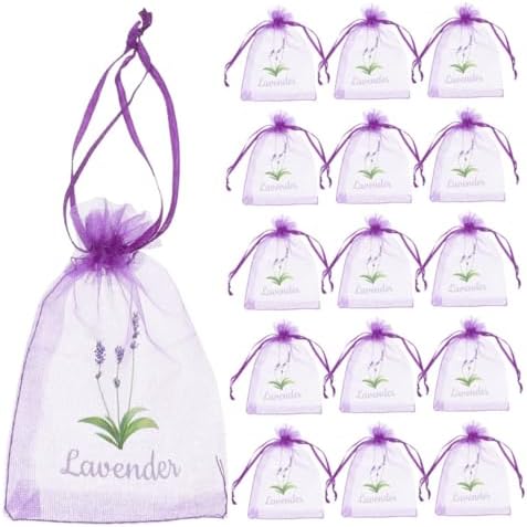 PRETYZOOM 20pcs Lavender Scented Drawstring Mesh Pouches