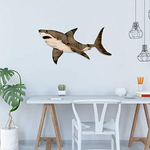 Wood Shark Wall Art Decor for Home Ocean Theme