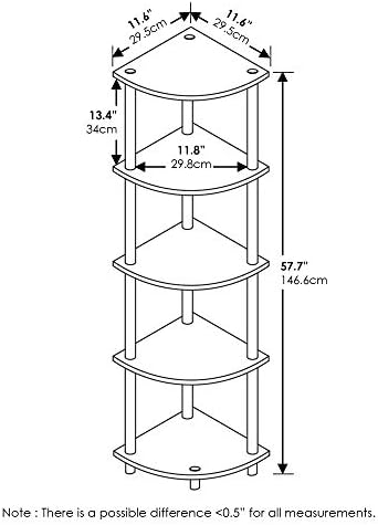 Furinno Turn-N-Tube 5 Tier Corner Shelf Dark Walnut