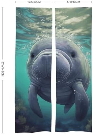 Cute Sea Animal Manatee Door Cover Curtain 57x17 Inches