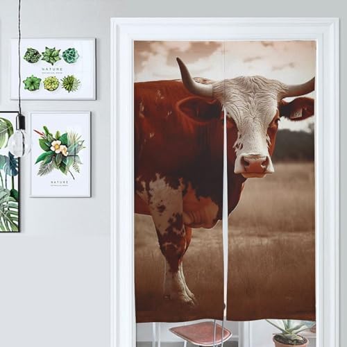 Texas Cow Door Cover Curtain 57x17 Inches