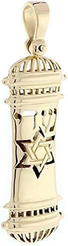 Extra Large Mezuzah Pendant in 14K Yellow Gold