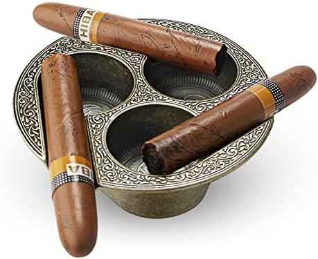 Gold Cigar Ashtray with 3 Holders