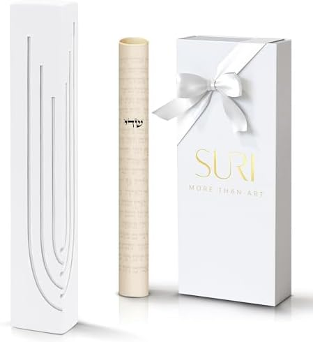 SURI Modern Concrete Mezuzah with Scroll and Gift Box