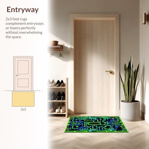 Ultra Soft 4x6 Area Rug with Fluorescent Grid Lines