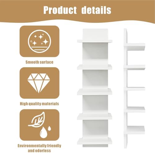 5 Tier Wall Mounted Floating Shelf Natural Finish