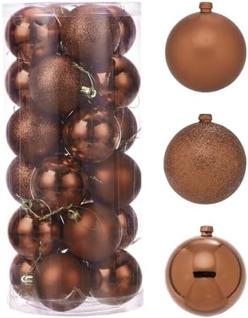 MECCANIXITY 24 Pcs Brown Christmas Tree Balls