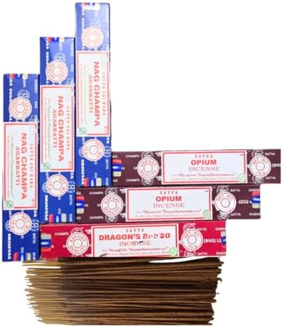 Satya Incense Holder with 3 Fragrance Variety Pack of 90 Sticks