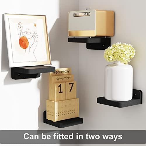 SRIWATANA 4 Inch Floating Wall Shelf Set of 8 Black