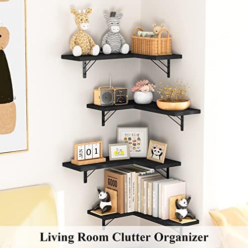 Love-KANKEI 4-Tier Floating Corner Shelves Black