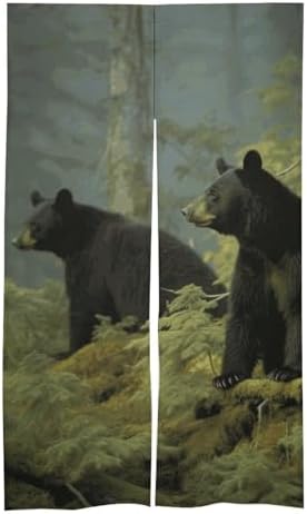 Black Bears Door Curtain Panel 17x57 Inch Split Door Divider