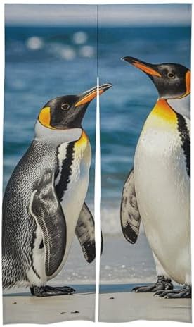 Penguin and Sea Door Cover Curtain 57x17 Inches