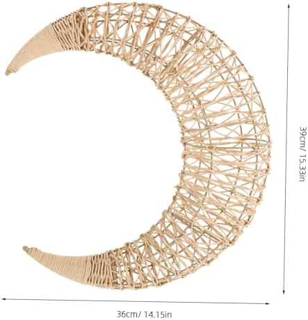 Mobestech Moon Shaped Rattan Hanging Decor Wreath Frame