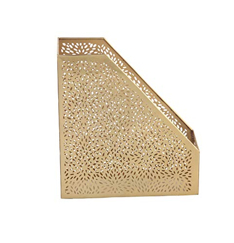 CosmoLiving Gold Magazine Holder with Floral Design
