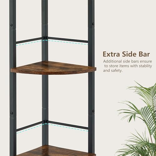 Tajsoon 3 Tier Corner Shelf Stand Industrial Rustic Brown