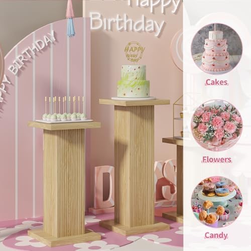 3Pcs Square Wood Pedestal Display Stand Set