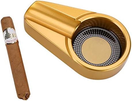 Cigar Travel Ashtray in Gold Metal