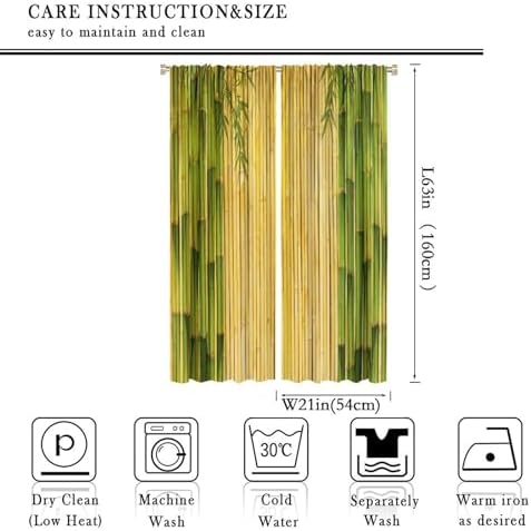 Focusbrite Bamboo Curtains 2 Panels 42x63 Inches