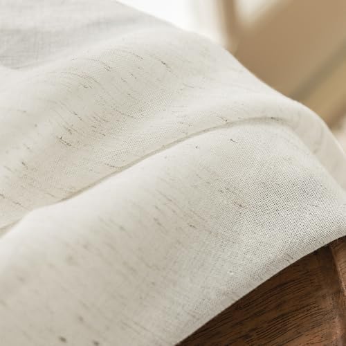 Linen French Door Curtains 2 Panels Set 52x40 Natural Flax Blend