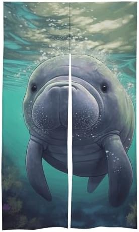 Cute Sea Animal Manatee Door Curtain Panel