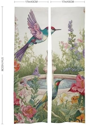 Garden Birds Flowers Door Curtain 57x17 Inches