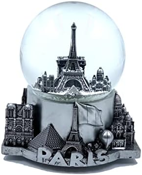 Paris Musical Snow Globe Romantic Gift Decor Silver