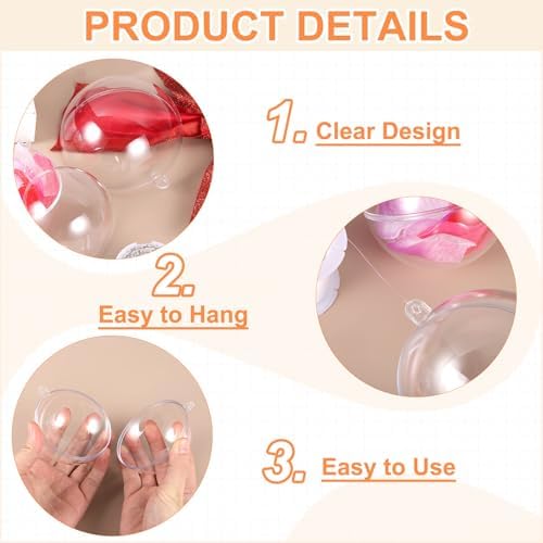 MECCANIXITY 16 Inch Clear Ornament Ball with Wire 12pcs