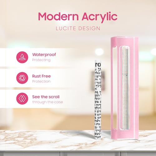 AS Mezuzah Case Pink 6 Inches Acrylic Waterproof
