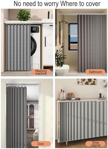 Temporary Door Curtain with Track Rail and Pleated Folds 1