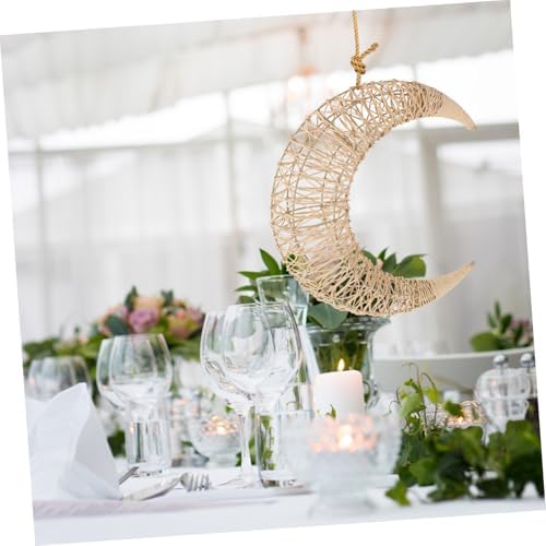 Mobestech Moon Shaped Rattan Hanging Decor Wreath Frame