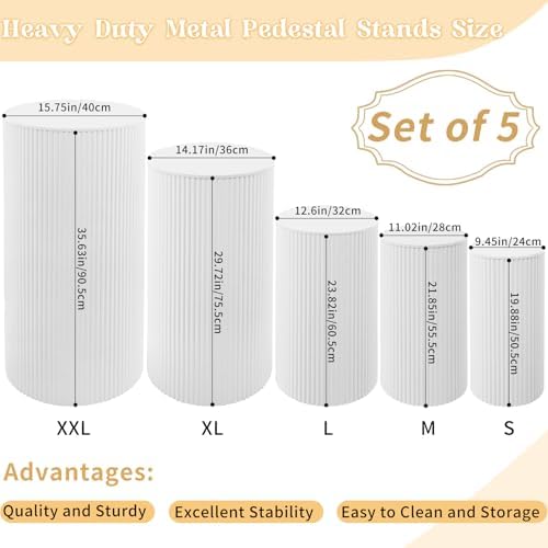 5 Pcs Metal Cylinder Pedestal Stands for Party Decor