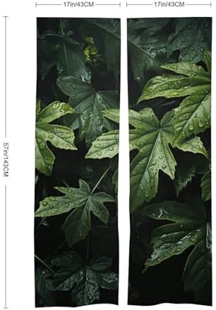 Green Leaves Pattern Door Cover Curtain 57x17 Inches